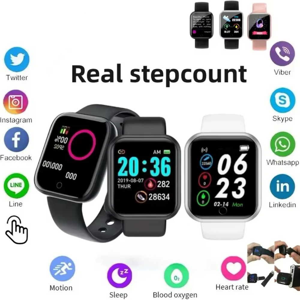 Smart Fitness Tracker Watch - Black and White